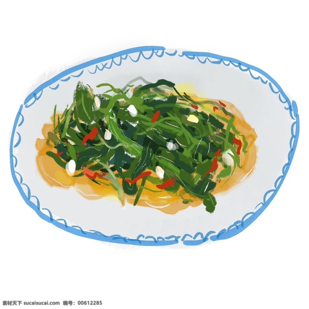 盤 香氣 四溢 的卡 通 手繪 炒 青菜 免摳圖 辣椒炒蛋 卡通美食 食物 手繪青菜絲 青菜炒辣椒
