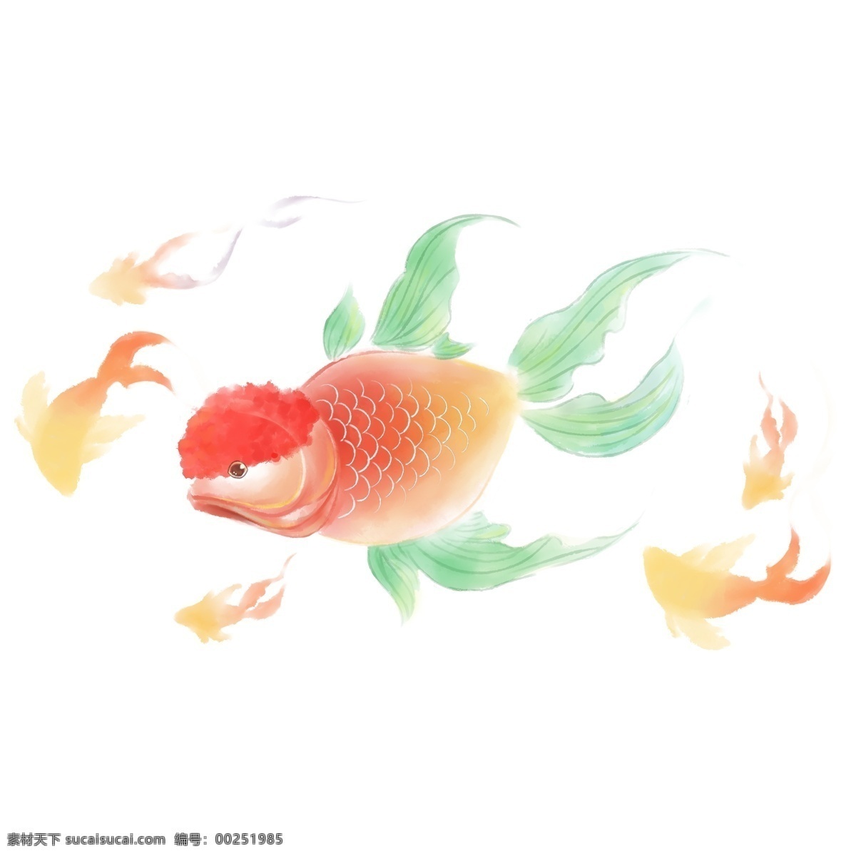 手繪 可愛 紅色 鯉魚 原創(chuàng) 元素 國畫 卡通 原創(chuàng)元素 設(shè)計元素