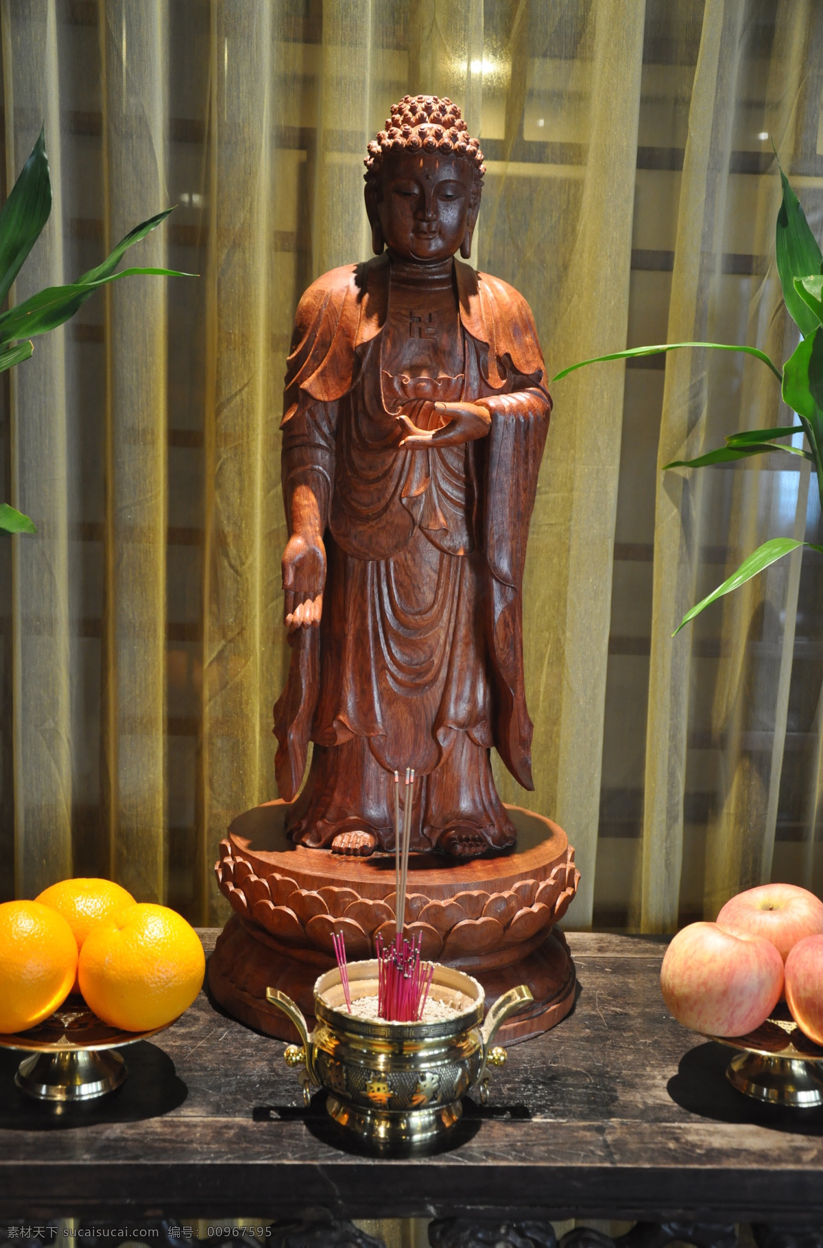 佛像 佛 佛教 木雕 文化藝術(shù) 香爐 宗教信仰 釋迦牟尼 禮佛 焚香 拜佛