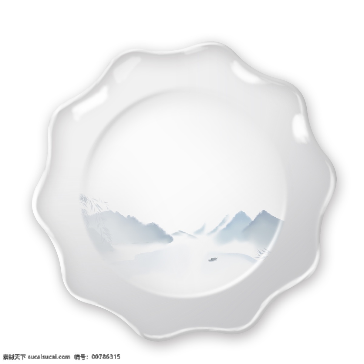 盘子 实物 水墨 彩绘 造型 盘中 国风 山水 系列 盘子实物 造型盘 中国 风 花边盘子 白色瓷盘 餐具 实物实拍图 餐盘