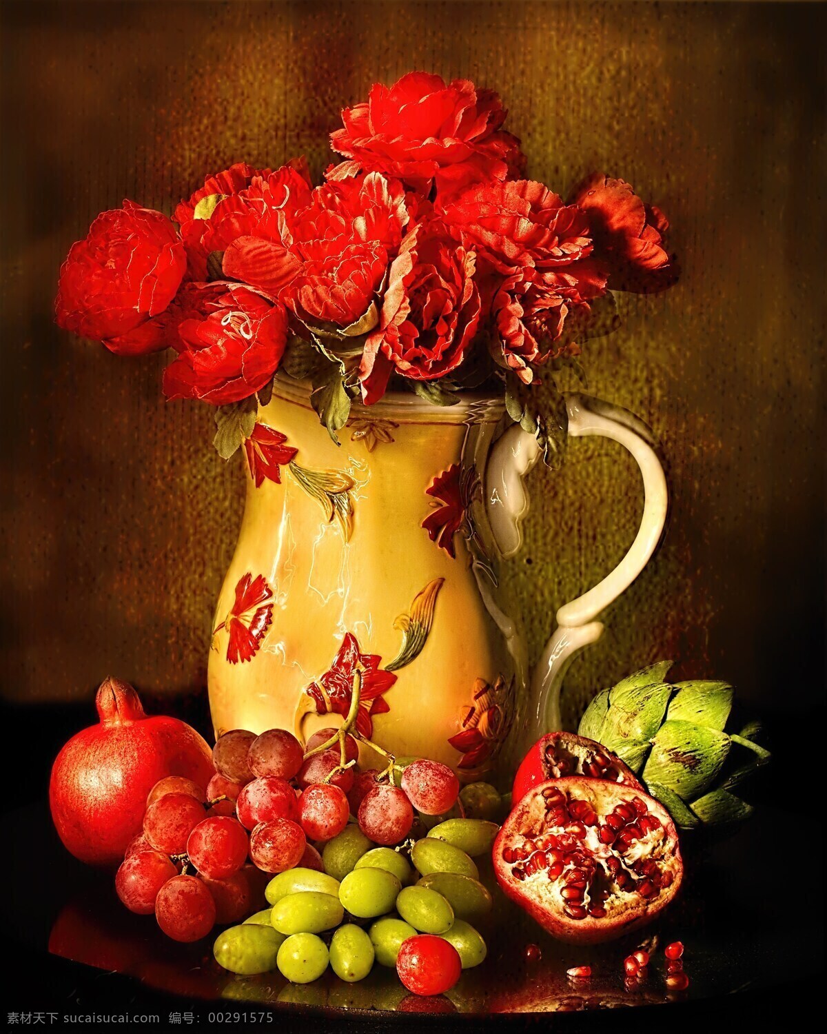 水果静物 水果 静物 油画 花卉 提子 葡萄 石榴 文化艺术 美术绘画