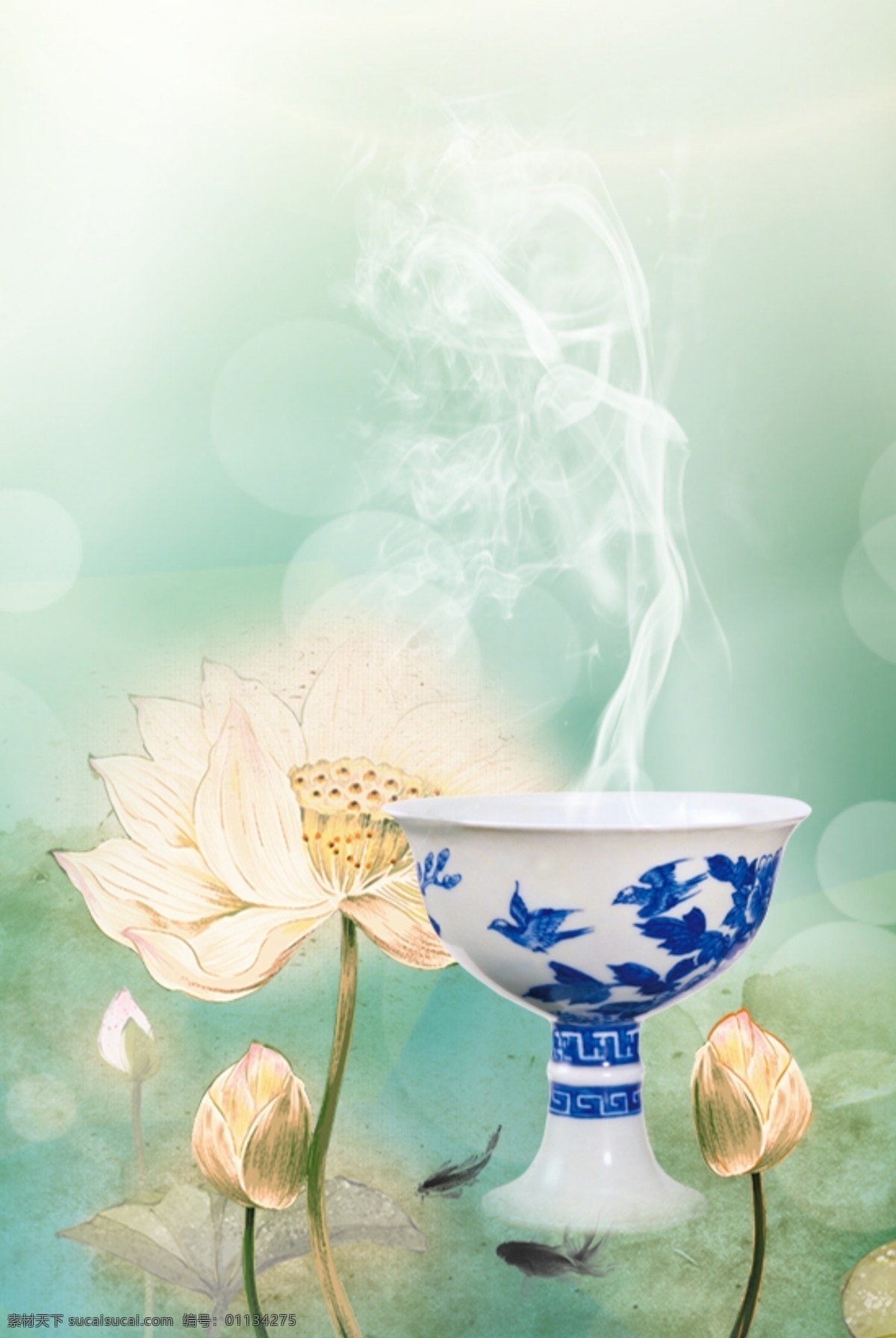 传统文化素材 中国风 传统文化 莲花 白色
