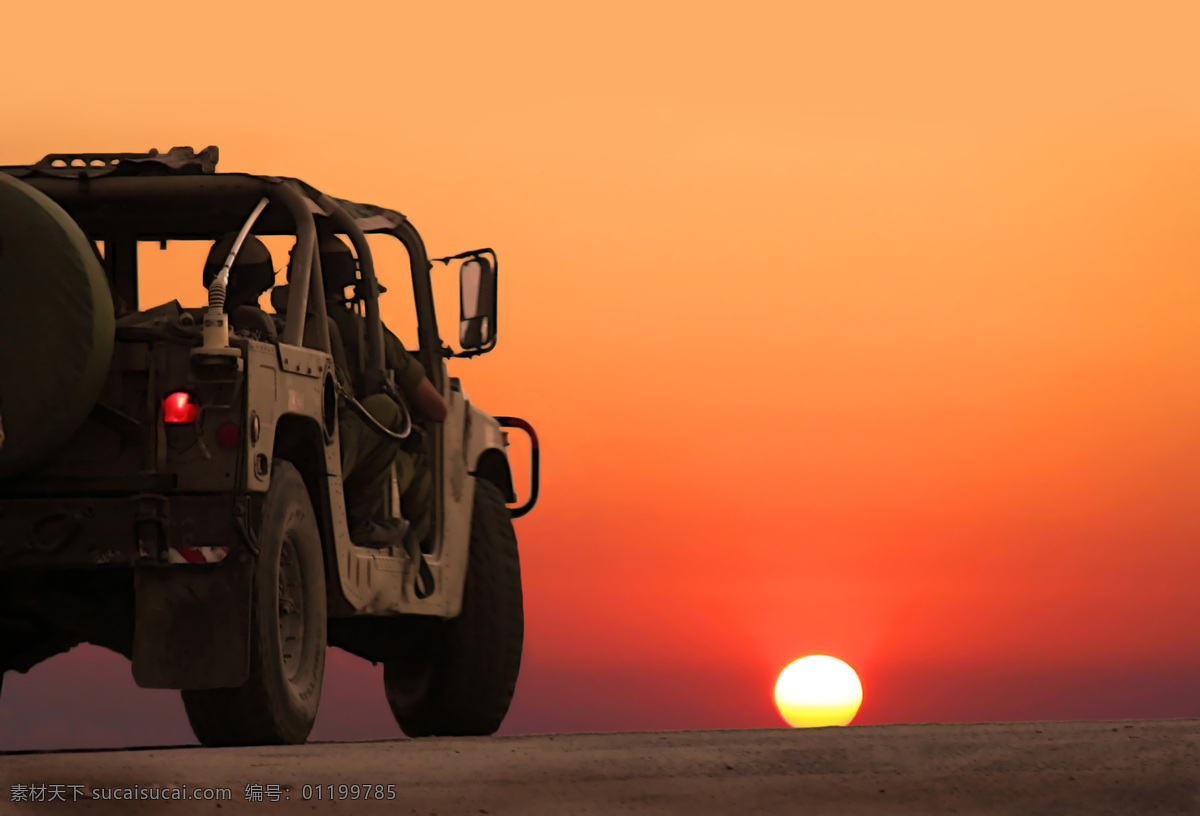 吉普车 车辆 日落 夕阳 背景 海报 素材图片 杂图