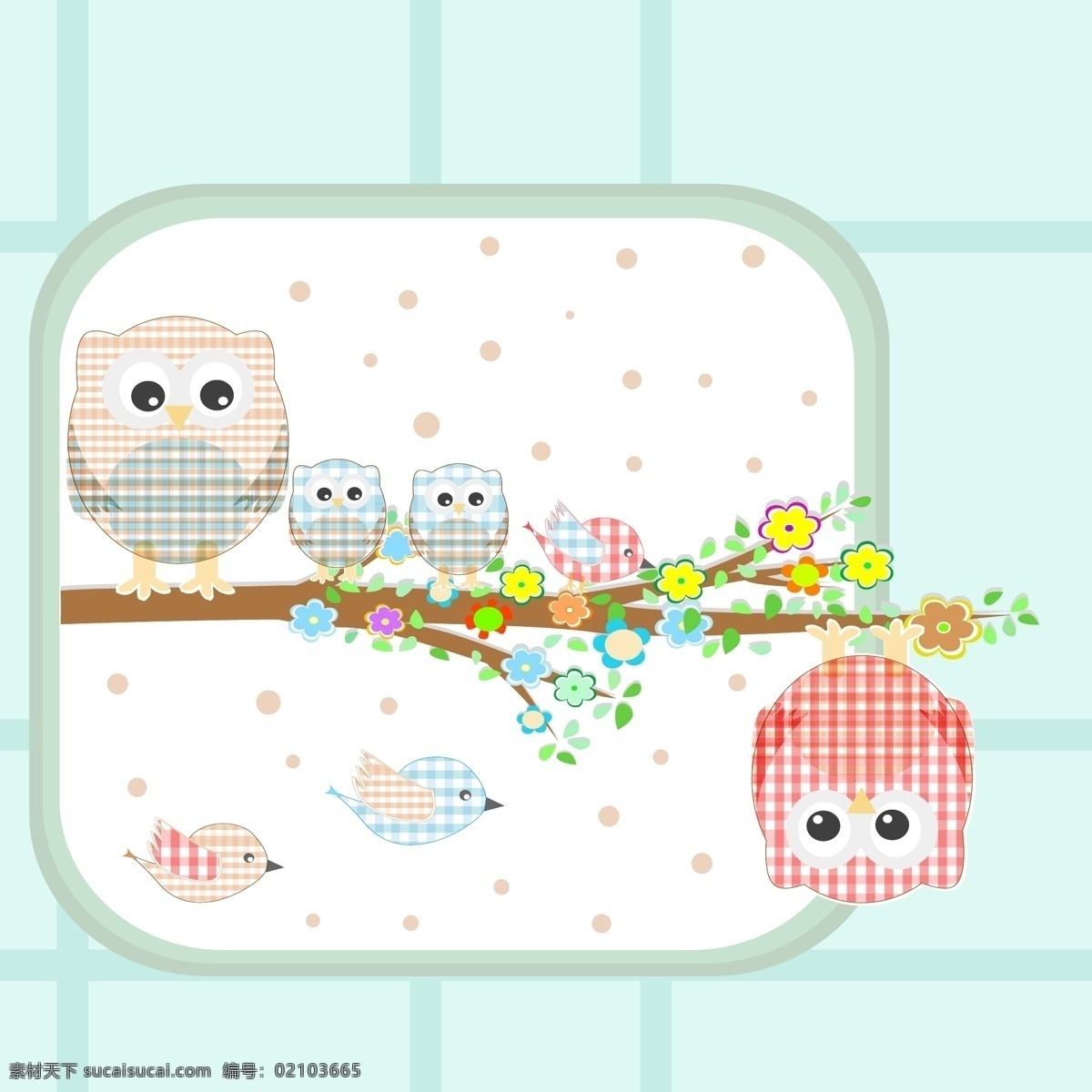 矢量 卡通 鳥類 插畫 飛禽 卡通插畫 卡通鳥類 可愛貓頭鷹 樹枝 小鳥 矢量圖 其他矢量圖