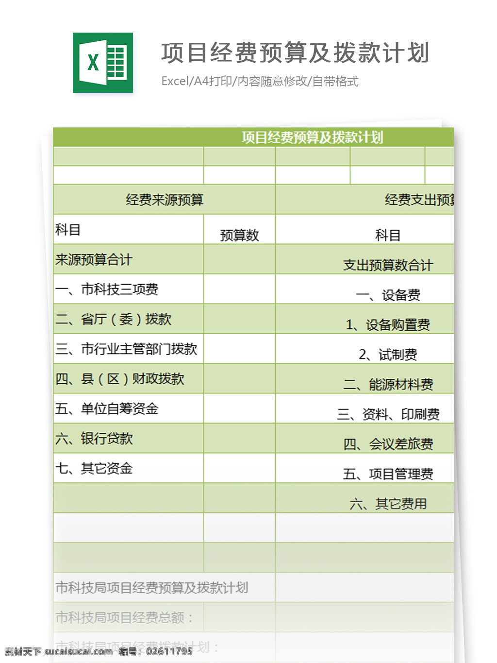 項目 經(jīng)費(fèi) 預(yù)算 撥款 計劃 excel 模板 表格模板 圖表 表格設(shè)計 表格