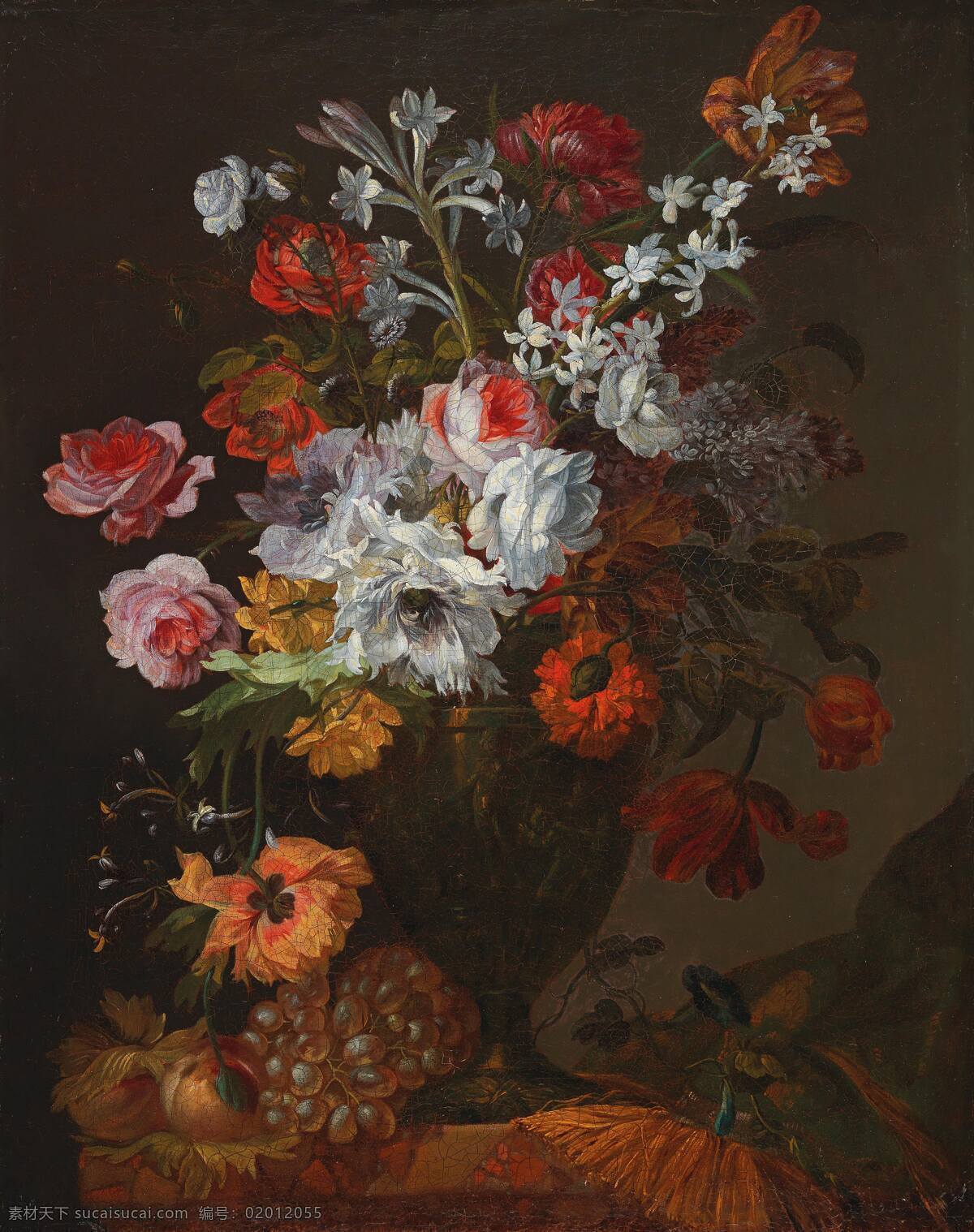 巴普 蒂斯特 莫雷尔 作品 比利时画家 静物鲜花 康乃馨 水仙 玫瑰 混搭 古典油画 油画 文化艺术 绘画书法