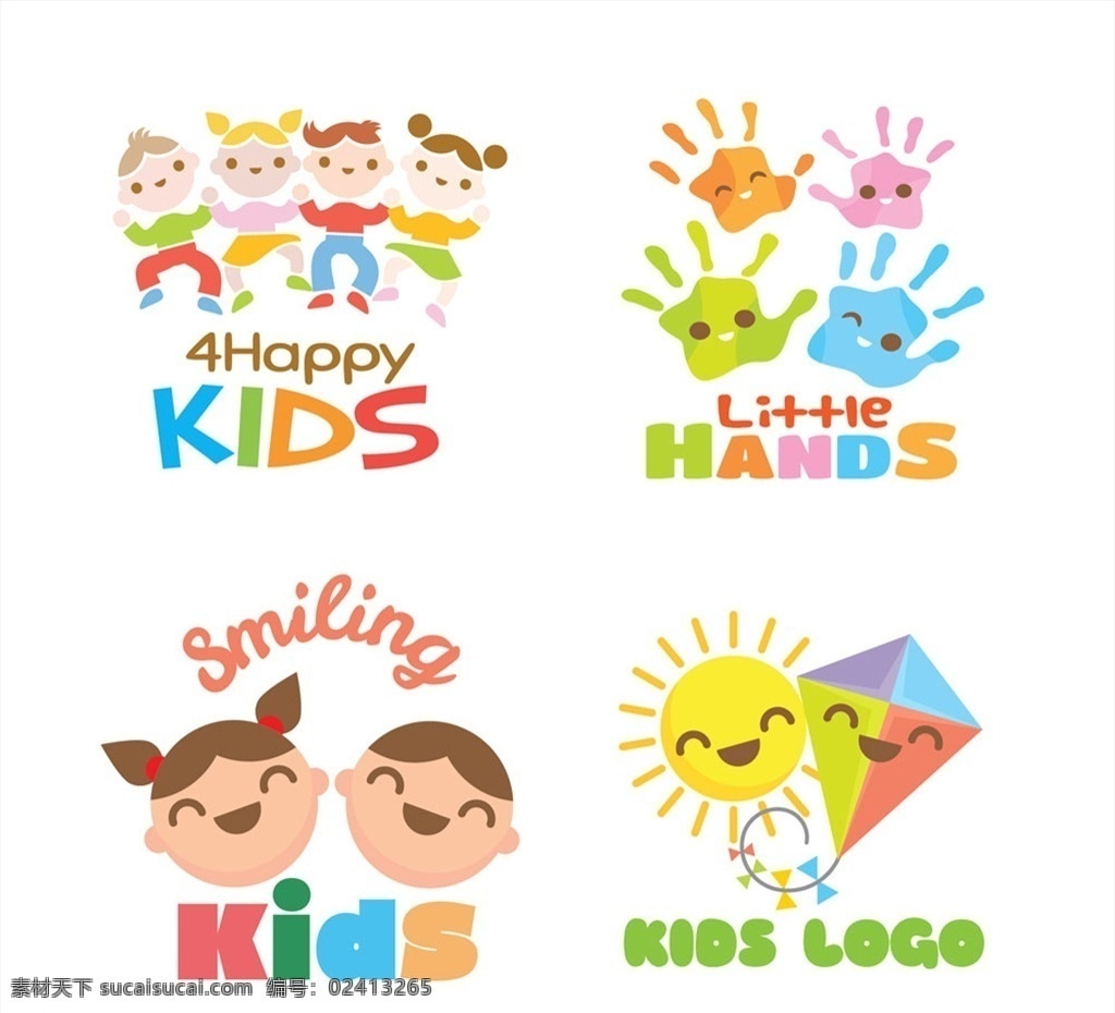 可爱 儿童 产品 标志 矢量图 手印 幼儿园 幼儿 小孩 孩子 儿童节