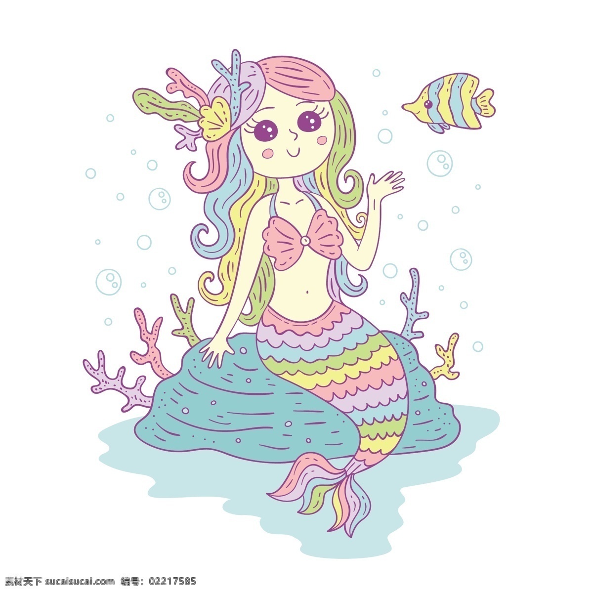 卡通 美人魚 卡通美人魚 可愛 手繪 童話 卡通兒童