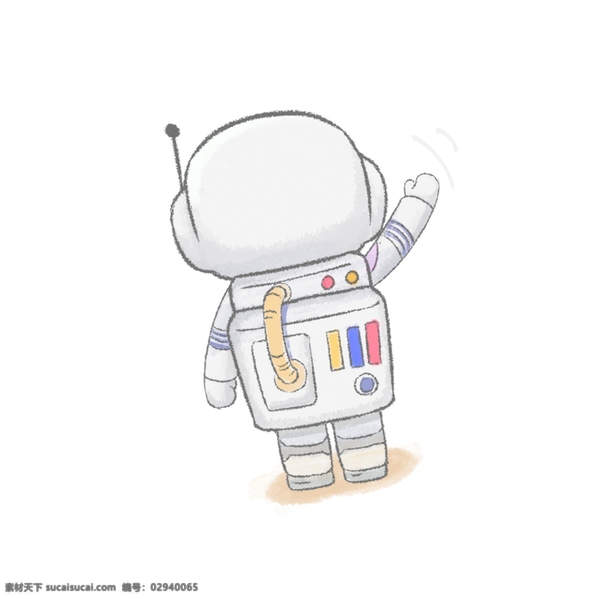 手绘 卡通 航天员 元素 卡通人物 人物图案 背影 宇航员 设计元素 创意元素 手绘元素 免扣元素