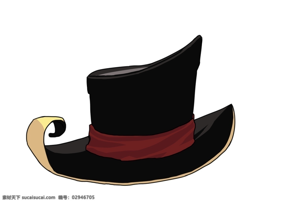 黑色 红 缎带 魔术 帽 魔法 帽子 黑色帽子 魔法帽 魔术帽 巫师帽 帽子png 女巫 哈利波特 红缎带 手绘