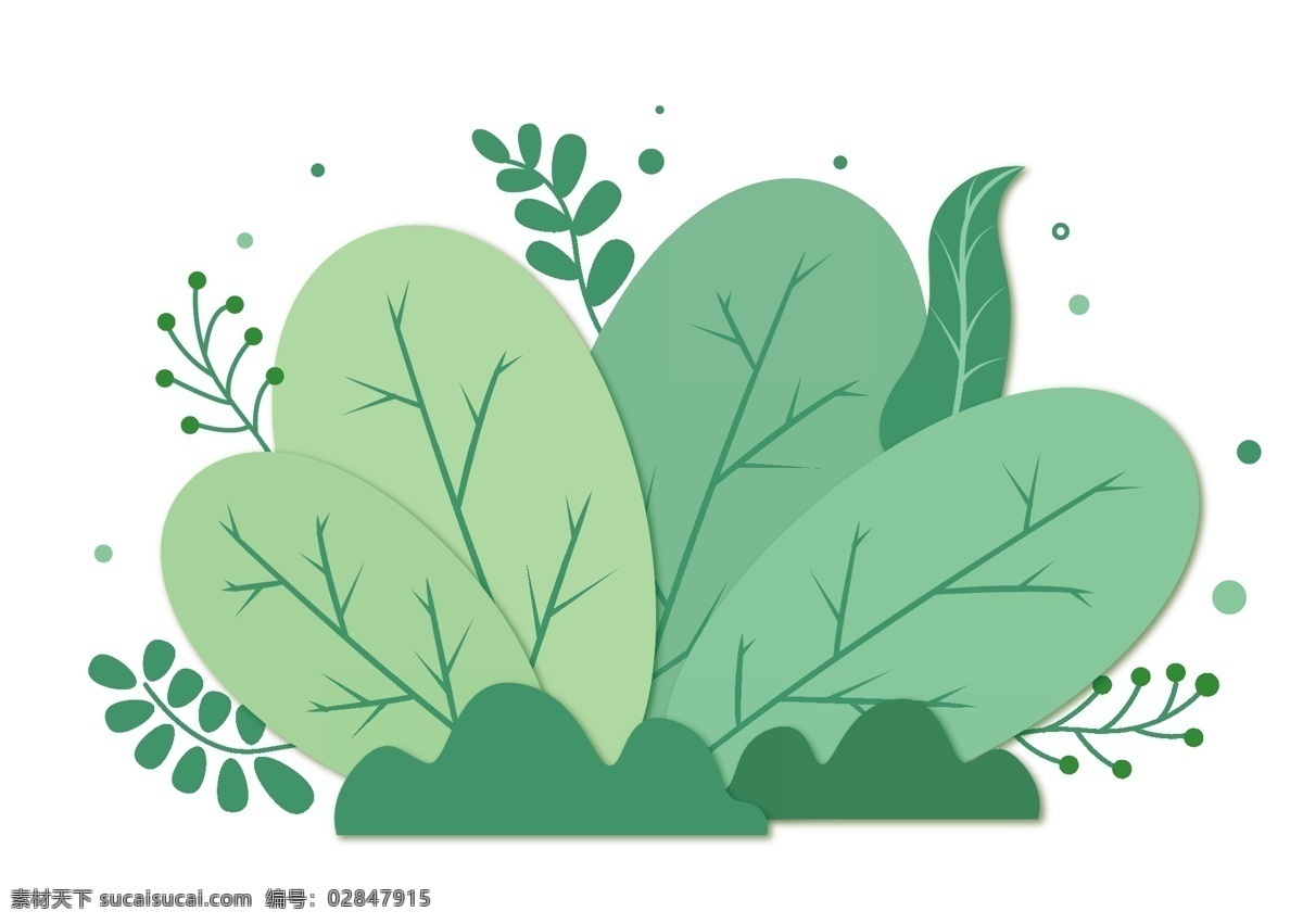 春季植物 植物 绿色植物 树叶 树枝 植物矢量图
