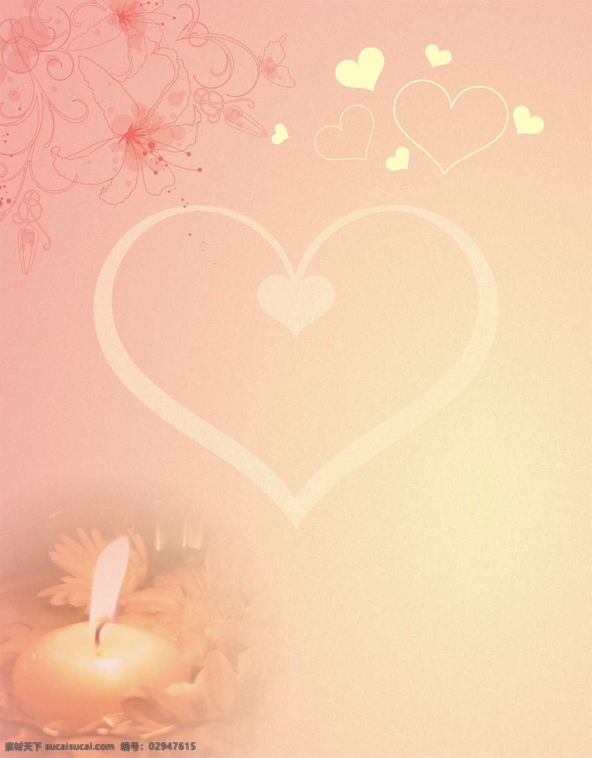粉色 爱心 百合 蜡烛 背景 粉色背景 温暖 爱心背景