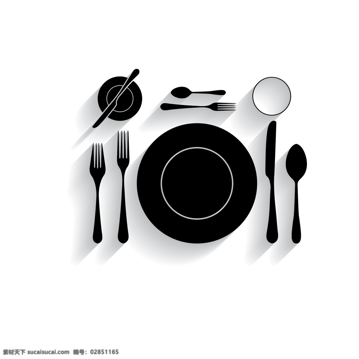黑色 餐具 图案 矢量 盘子 刀叉 勺