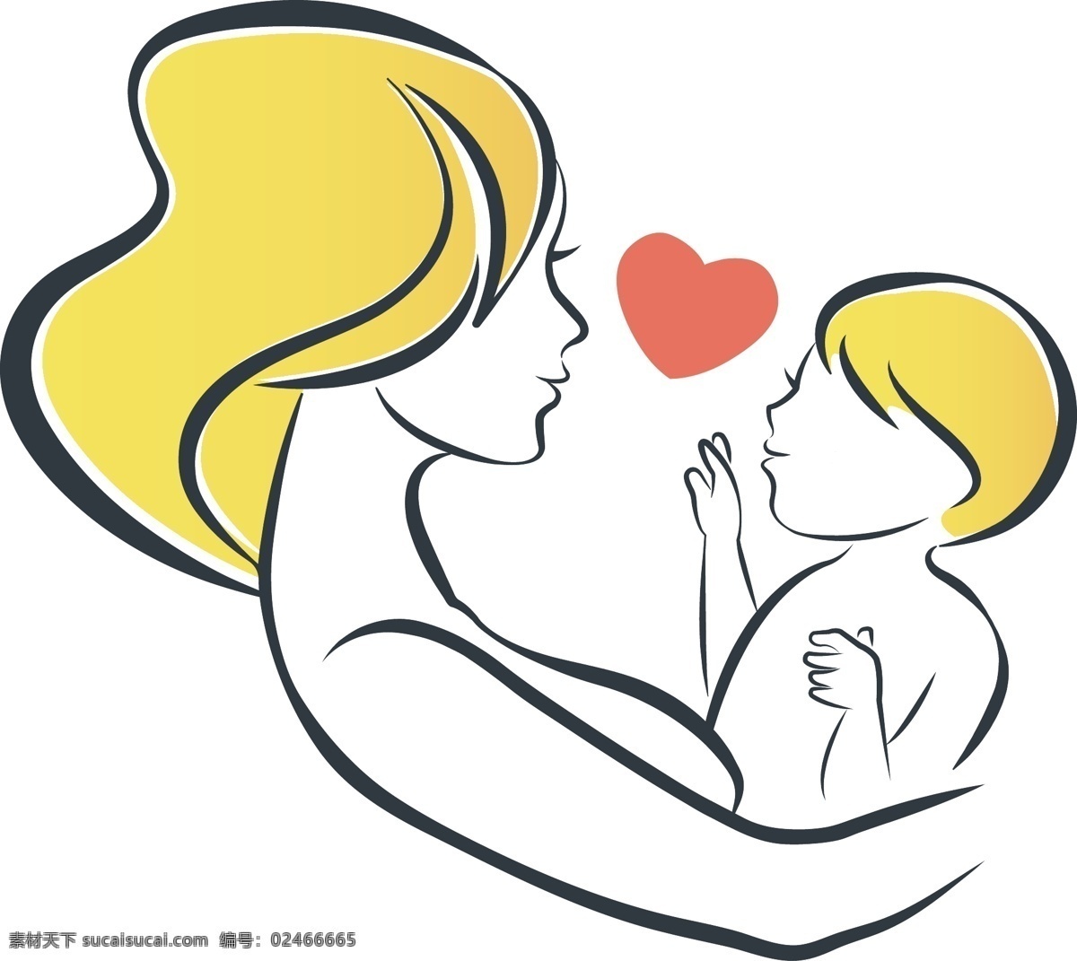 母婴 绘画 插画 矢量 婴儿 母爱 母亲节标志 高清图片
