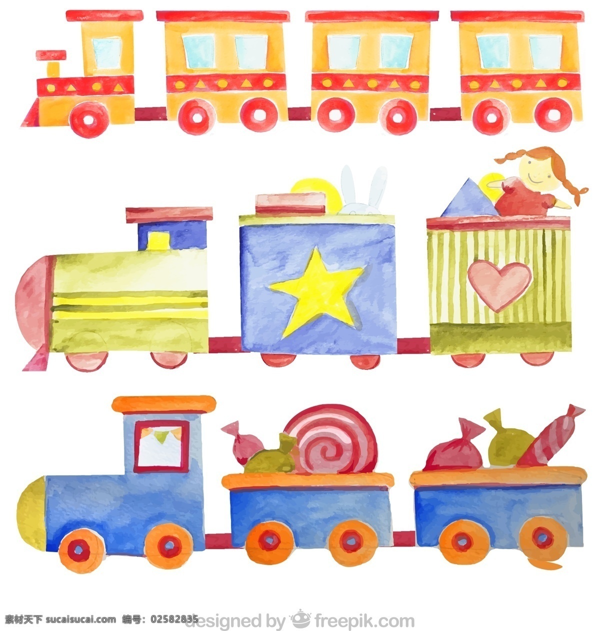 玩具 小 火车 矢量 玩偶 糖果 洋娃娃 水彩 高清图片