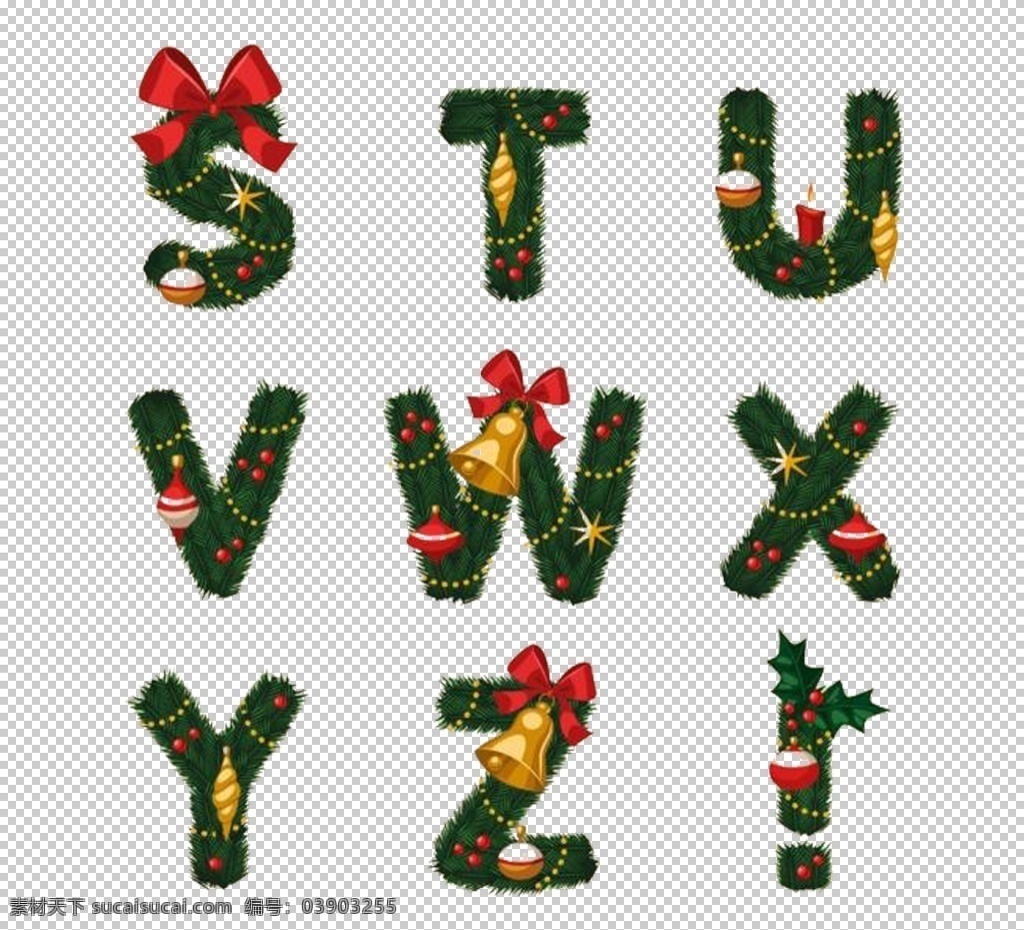 圣诞 元素 矢量 字母 创意设计 圣诞节 圣诞元素 圣诞树