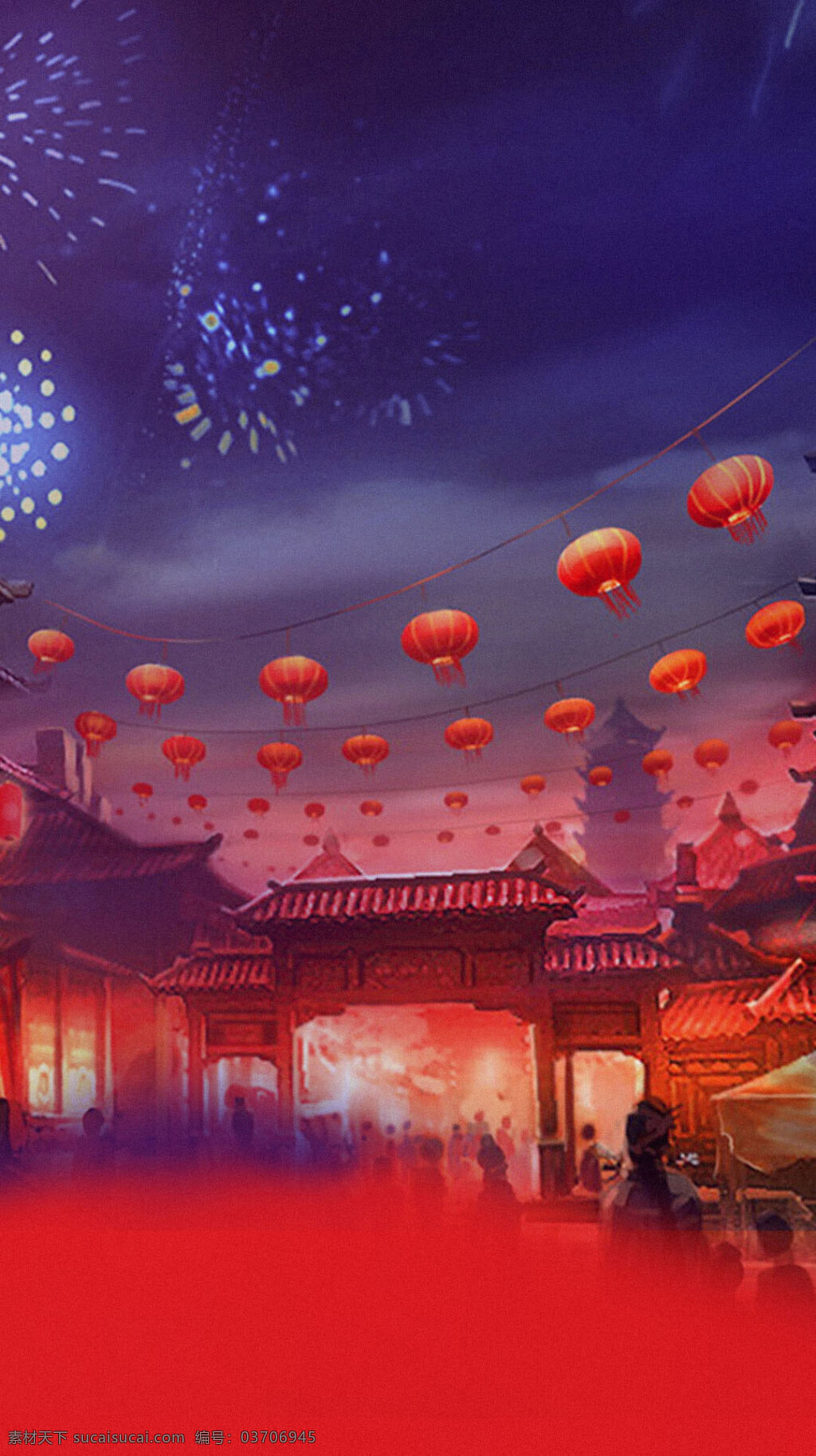 煙花 燈籠 新年 h5 背景 中國風(fēng) 紅色燈籠 新年春節(jié) h5背景