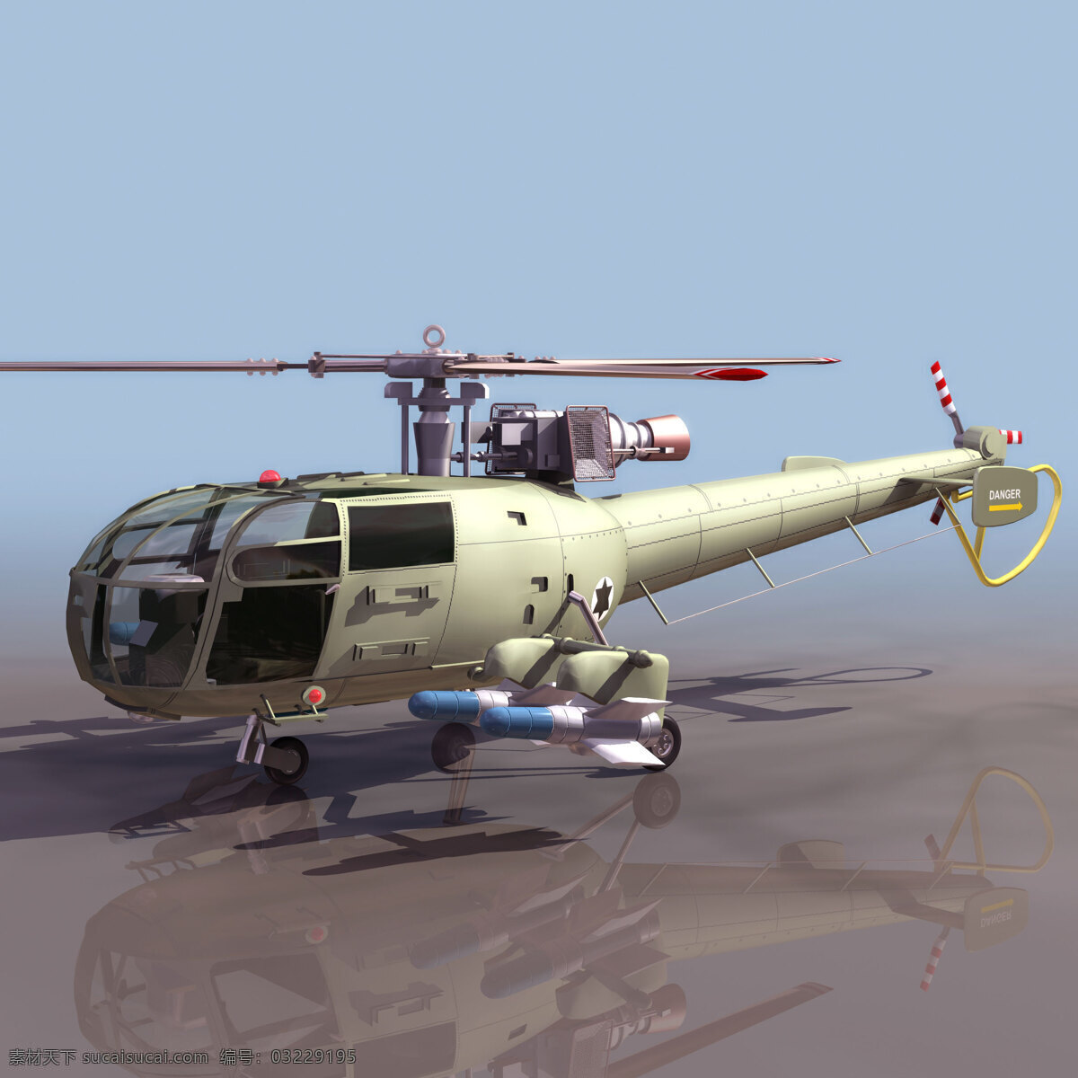 重型 武装直升机 螺旋桨 导弹 空对地 3d模型素材 室内装饰模型