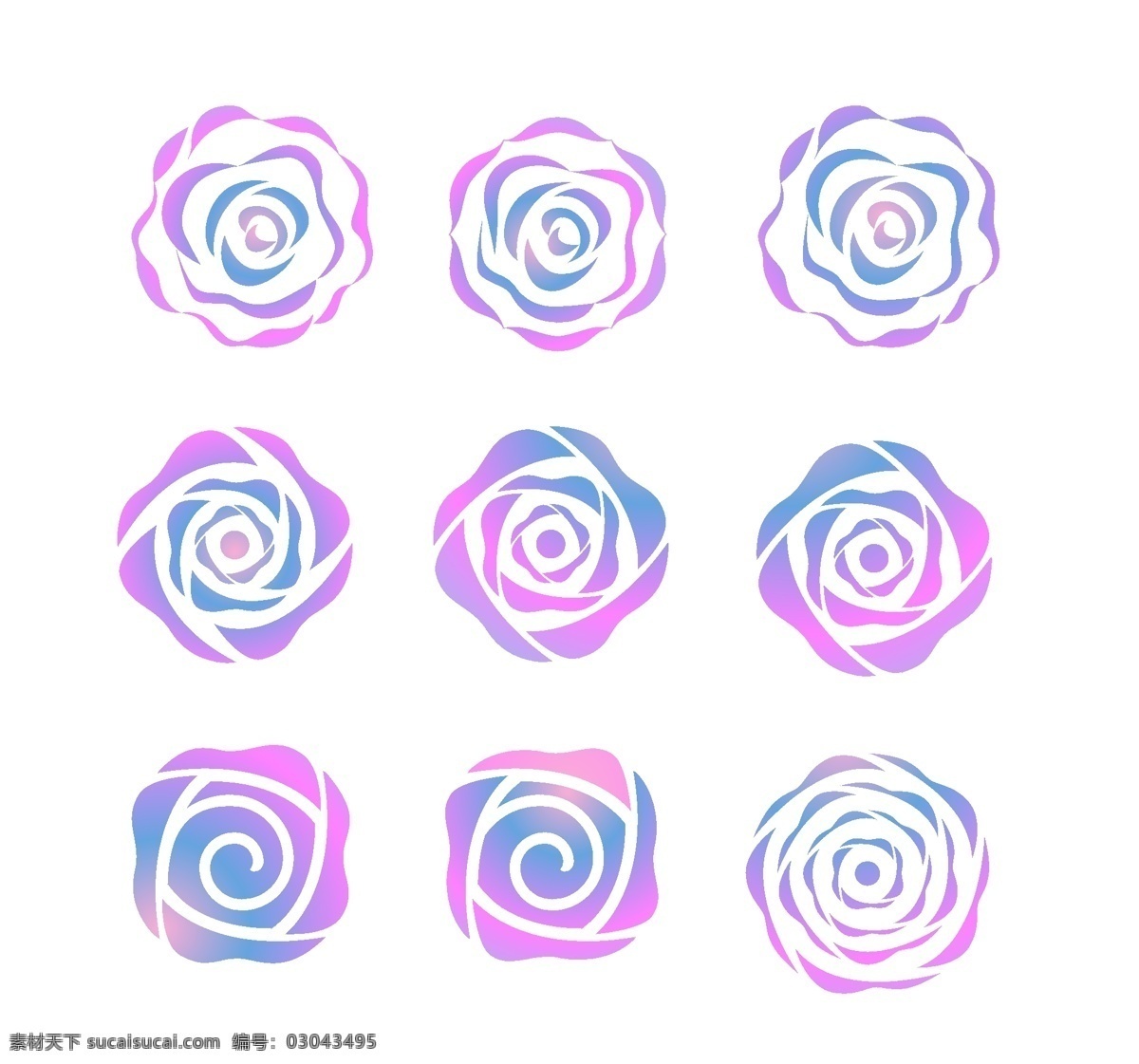 玫瑰花图片 玫瑰 矢量 花 螺旋 炫彩 彩色 对称花 牡丹花 logo设计