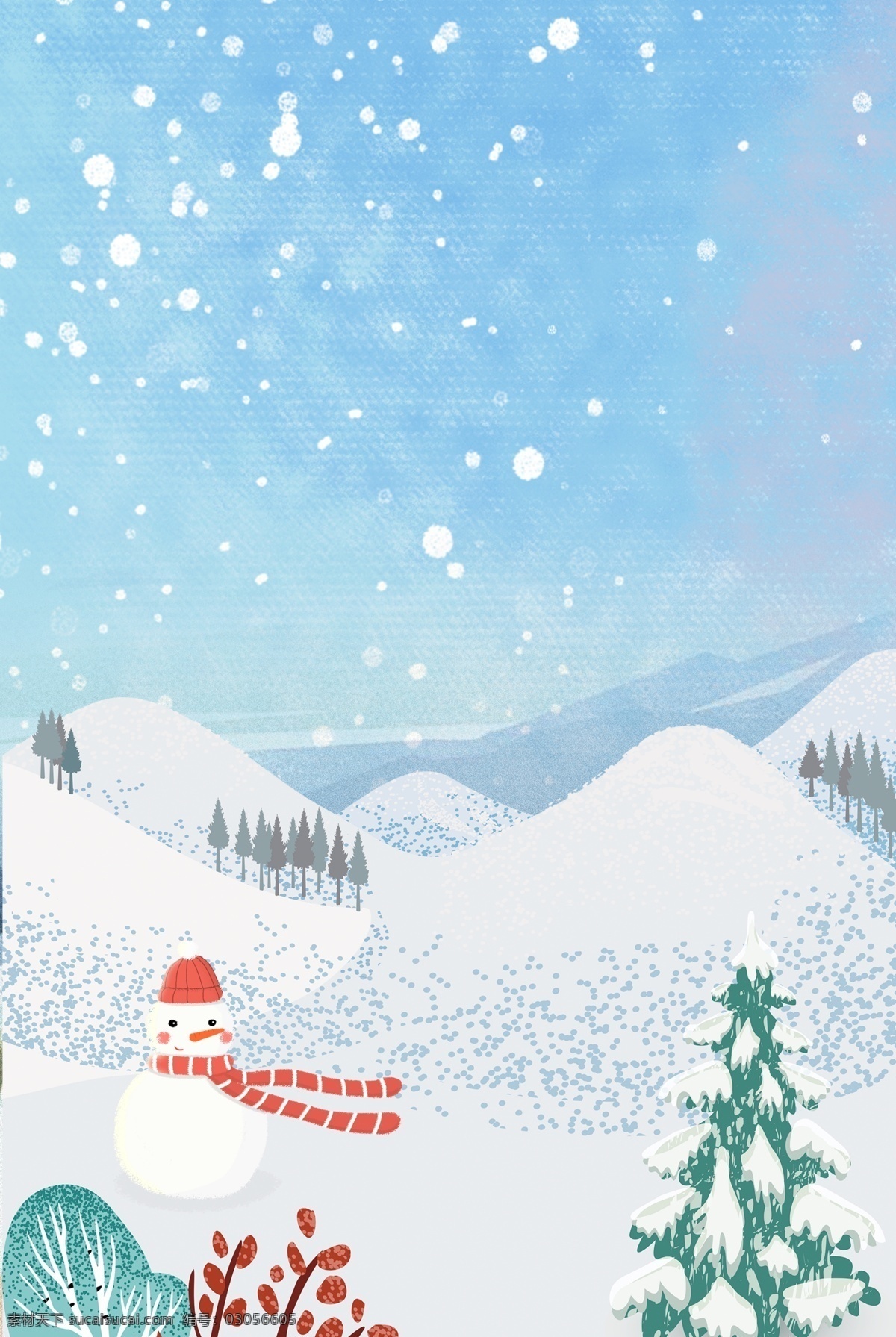 簡約 雪景 自然風(fēng)光 創(chuàng)意 合成 自然風(fēng)景 下雪 雪人 樹木 飄雪 冬天
