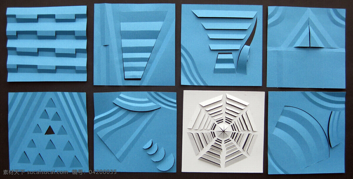 立体构成 二维空间 纸质构成 多刀多切 几何图形镂空 折纸艺术 三大构成素材 手工美术素材 美术绘画 文化艺术