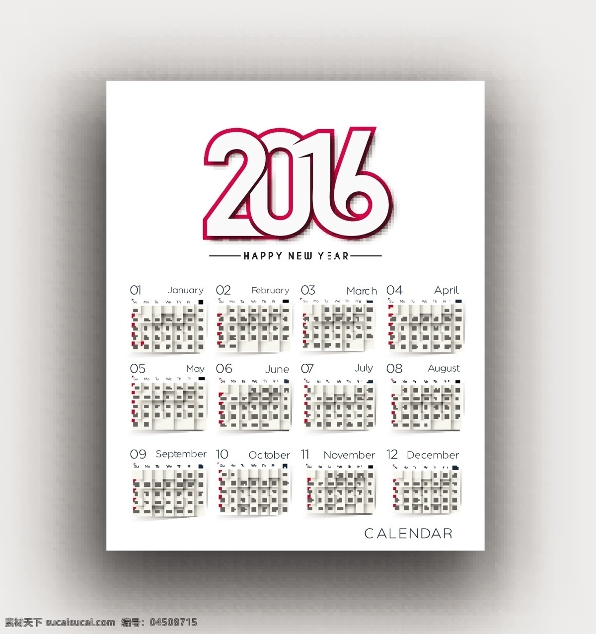 2016 年 年歷 模板 日歷 猴年素材 2016年 臺歷 掛歷 元旦 節(jié)日素材 矢量 白色