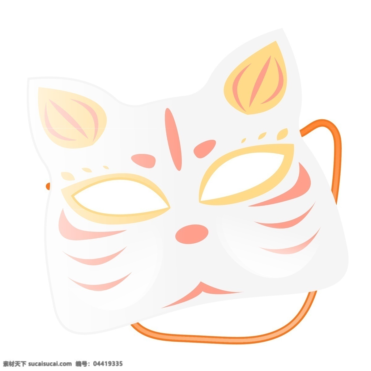 日本 小猫 脸谱 插画 日本脸谱 猫咪脸谱 猫咪 脸谱插图 日本小猫脸谱 白色猫咪脸谱