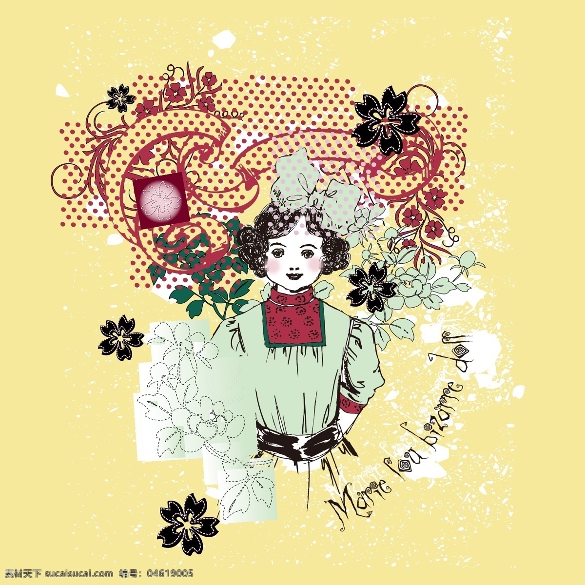 印花 矢量圖 t恤圖案 服裝圖案 女人 人物 印花矢量圖 圖文結(jié)合 面料圖庫 服裝設(shè)計(jì) 圖案花型