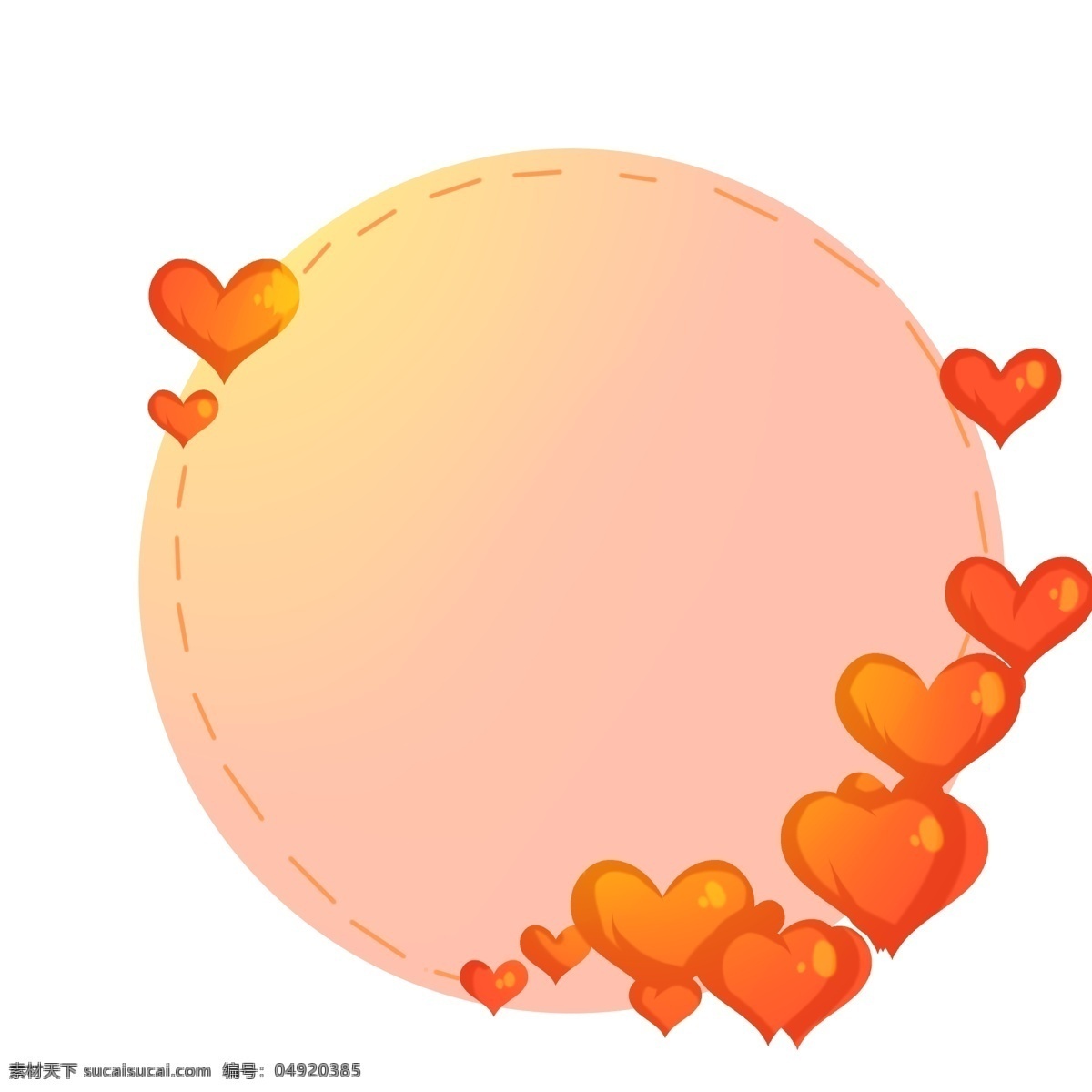 手绘 红心 爱情 边框 红色的爱心 卡通插画 手绘插画 爱情边框 圆圆的边框 粉色的边框 漂亮的边框