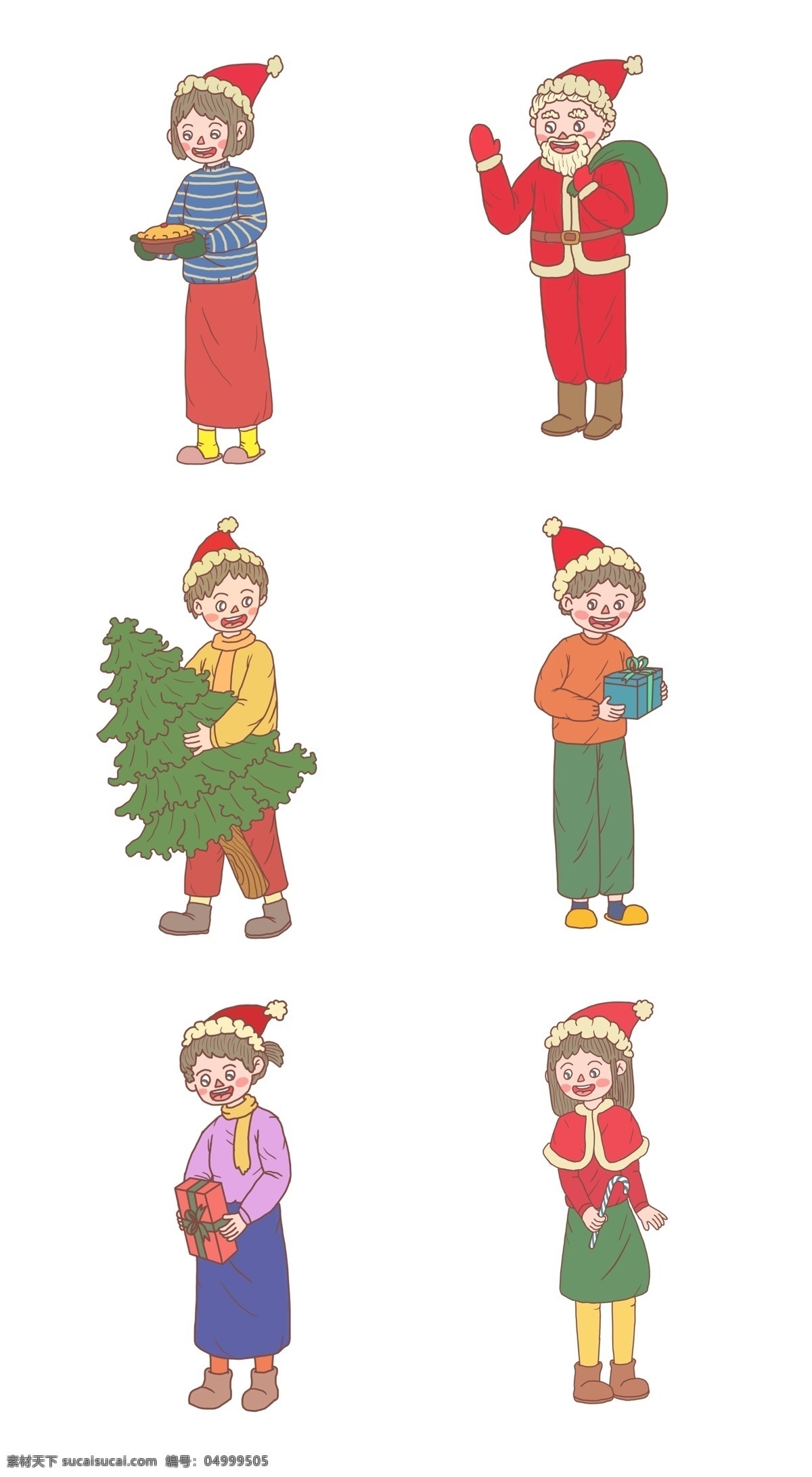圣诞节 卡通 手绘 人物 系列 圣诞夜 男孩 礼物 圣诞礼物 圣诞 圣诞帽 帽子 圣诞快乐 圣诞老人 圣诞树 糖果