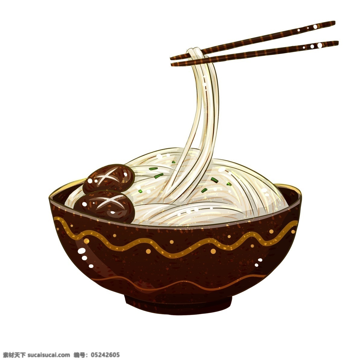 碗 香菇 面条 双 筷子 食物 元素 一碗 一双 一碗香菇面条