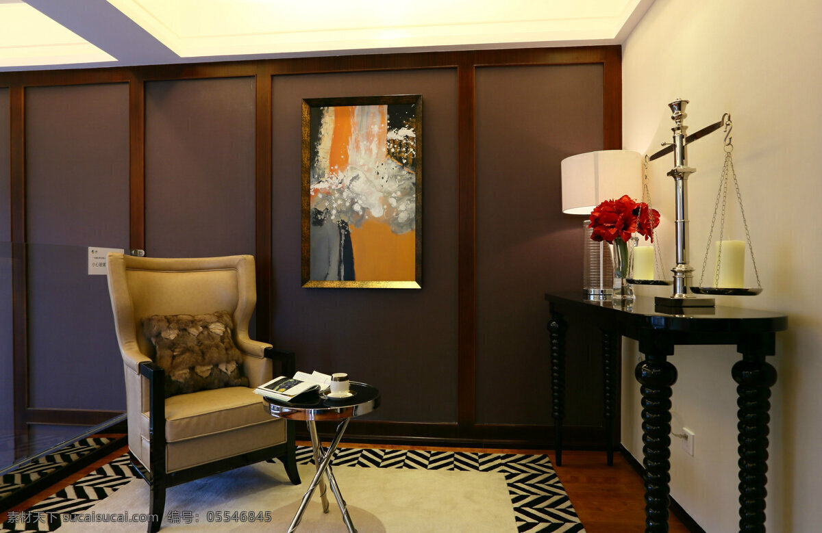 中式 素雅 卧室 白色 台灯 室内装修 效果图 卧室装修 浅色地毯 木地板 深色书桌