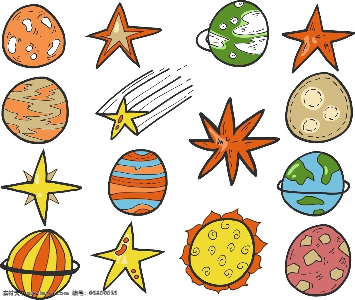 卡通星球插图 卡通 星球 插图 漫画 矢量 星星 宇宙 太空 动漫动画