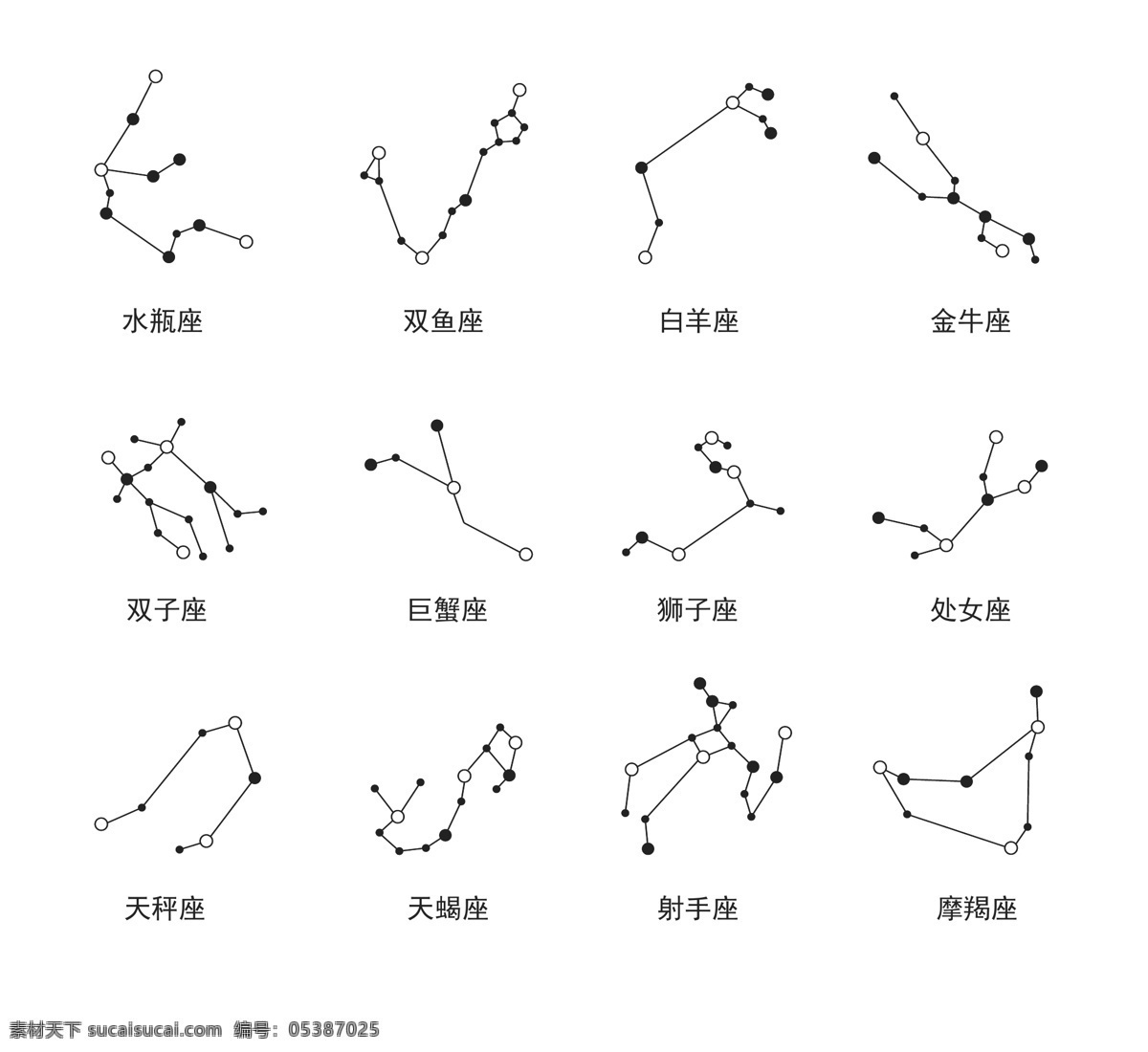 12星座图标 星座 12星座 十二星座 图标 点线 标志图标 其他图标