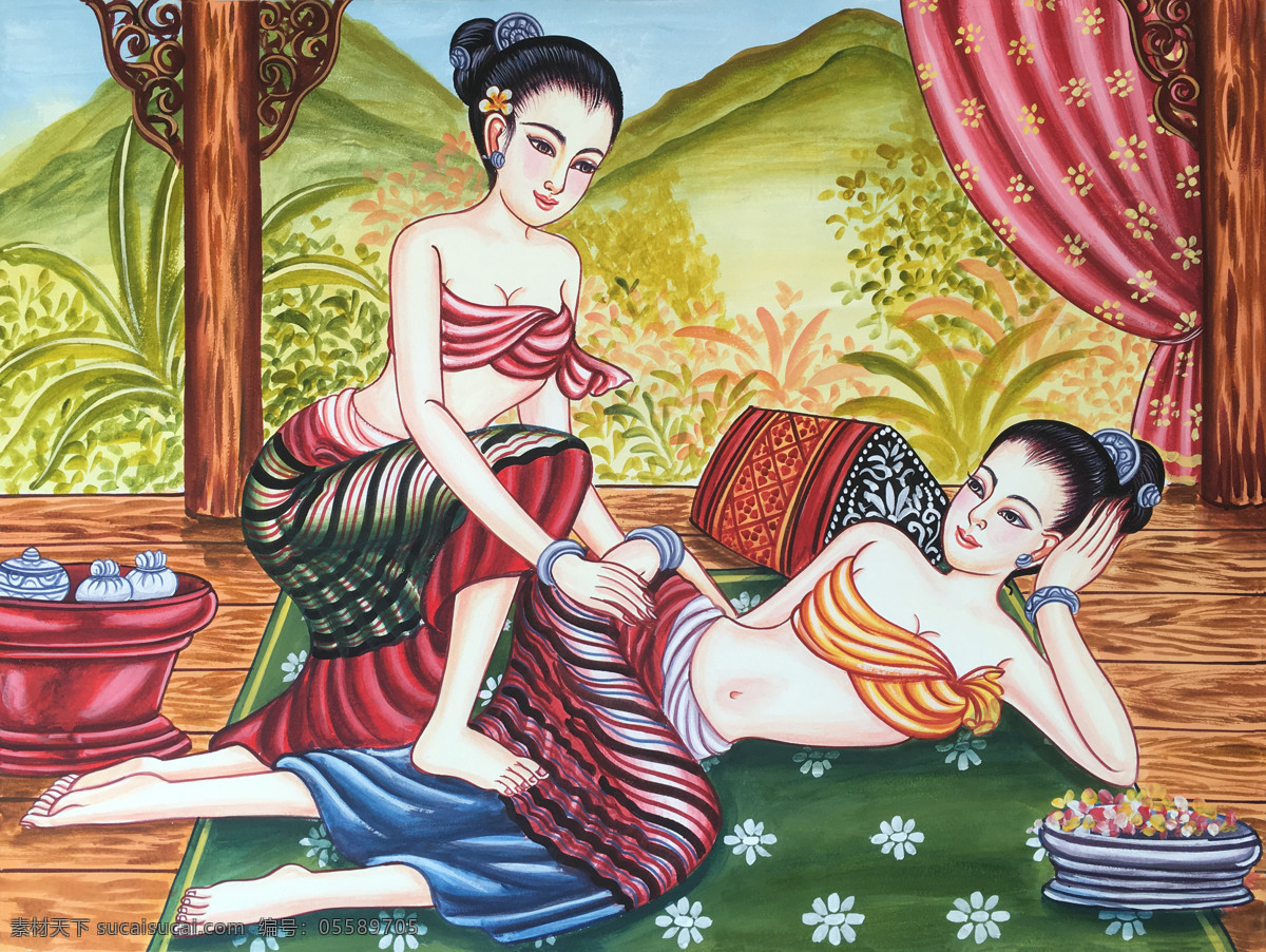 泰式按摩图 泰式按摩 泰国风格 美容spa 文化艺术 按摩推拿 传统文化