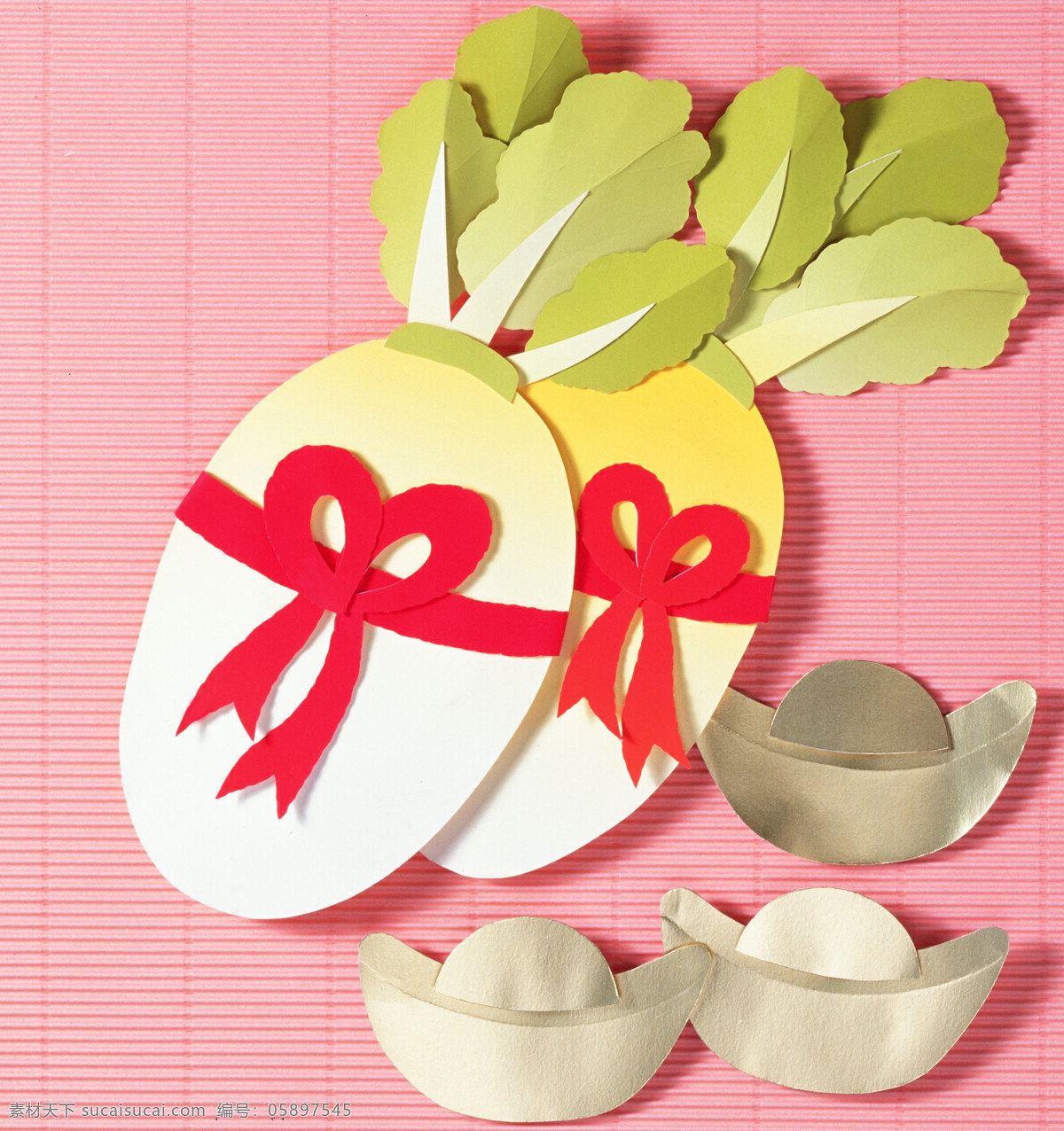 纸雕 艺术 白菜 传统文化 设计图库 文化艺术 元宝 纸雕艺术