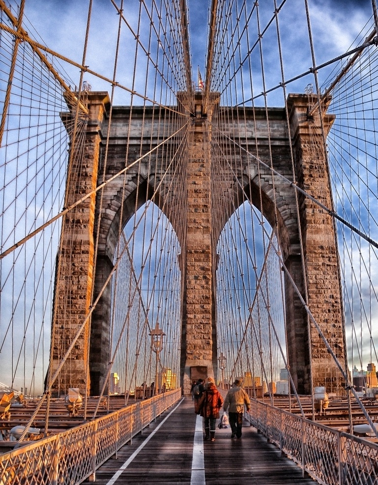 布鲁克林大桥 悬索桥 里程碑 历史 桥 纽约城 结构 城市 建筑园林 建筑摄影