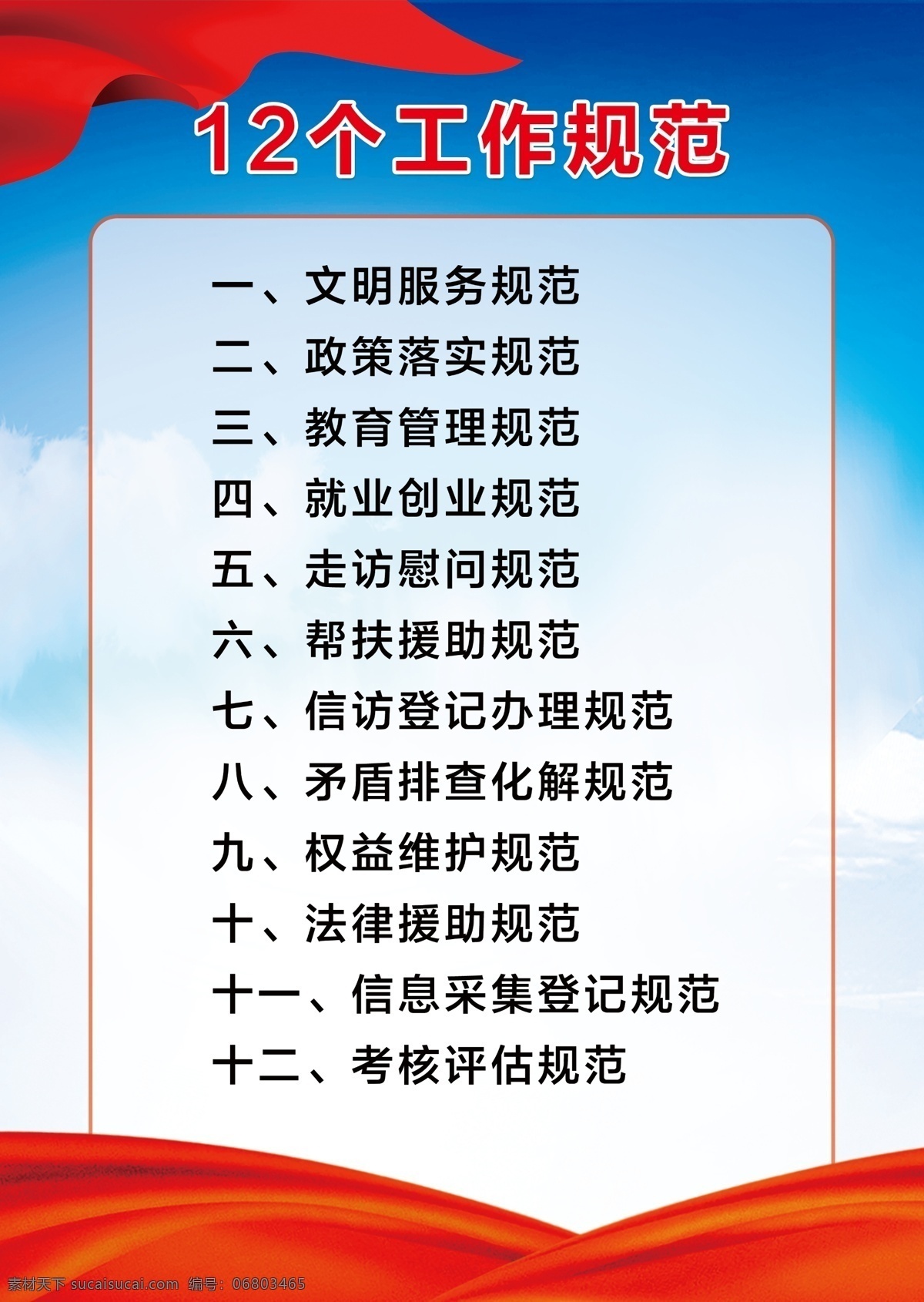 工作 規(guī)范 12個(gè) 工作規(guī)范 藍(lán)天 白云 背景 制度