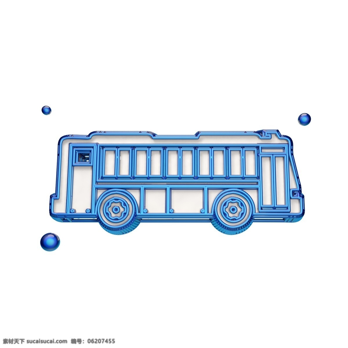 立体 公共 汽车 图标 蓝色 公共汽车