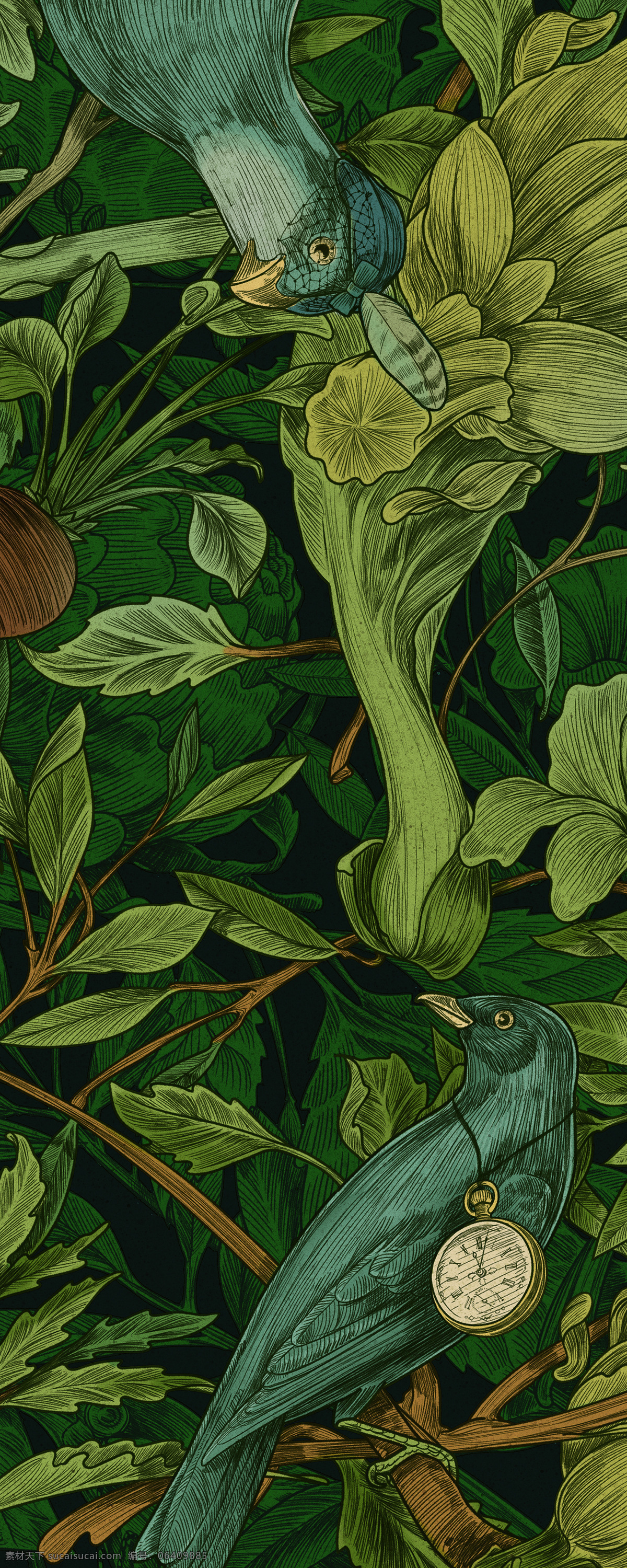 绿色植物背景 绿色 植物 背景 肌理感 森系 树叶 鸟 花草 园林 底纹 底纹边框 背景底纹