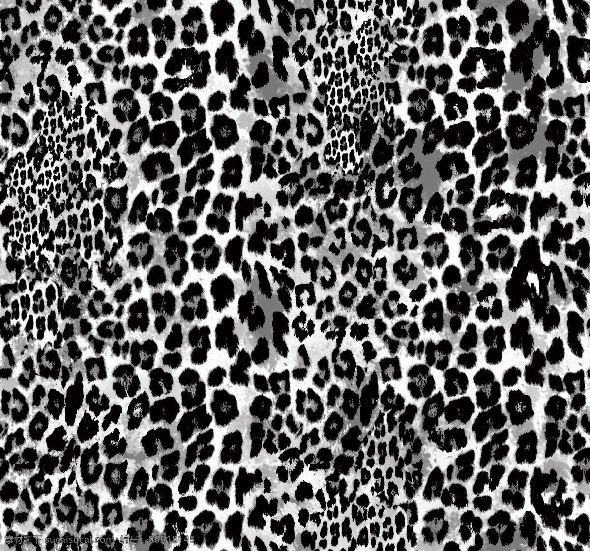 黑白豹纹图片 数码印花 黑白 手绘 服装设计 豹纹