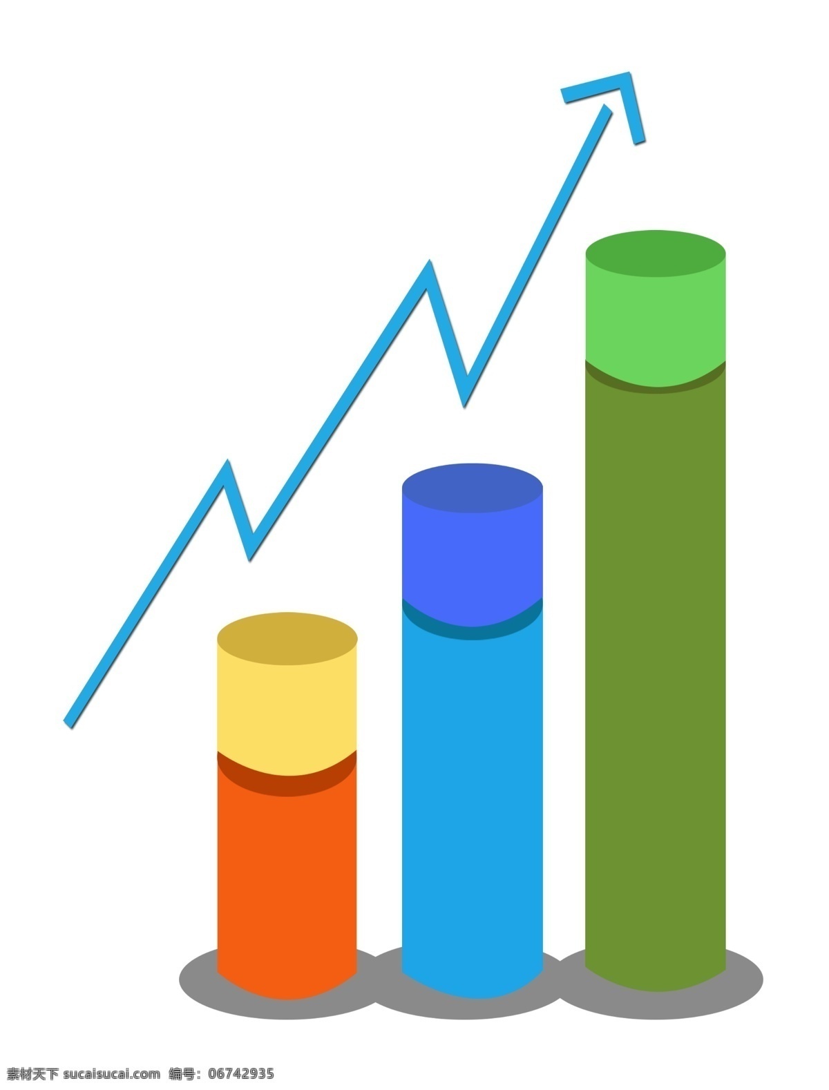 彩色 柱 形 箭头 上升 柱形