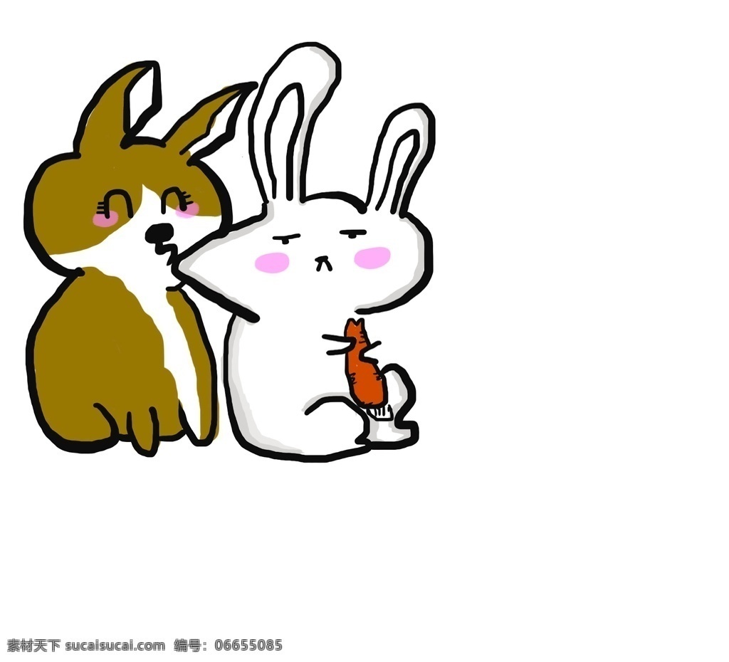 插画 兔子 吃 萝卜 可爱 亲爱的 动漫动画