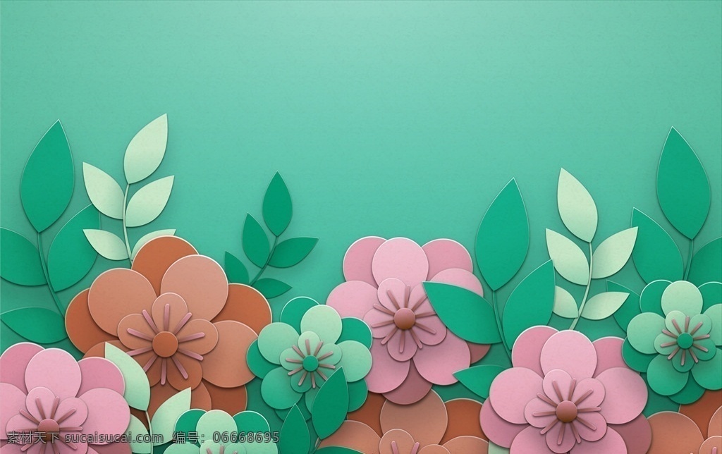 立体 植物 花卉 剪纸 风格 背景 底纹 背景墙 3d 背景底纹 花卉背景 底纹边框
