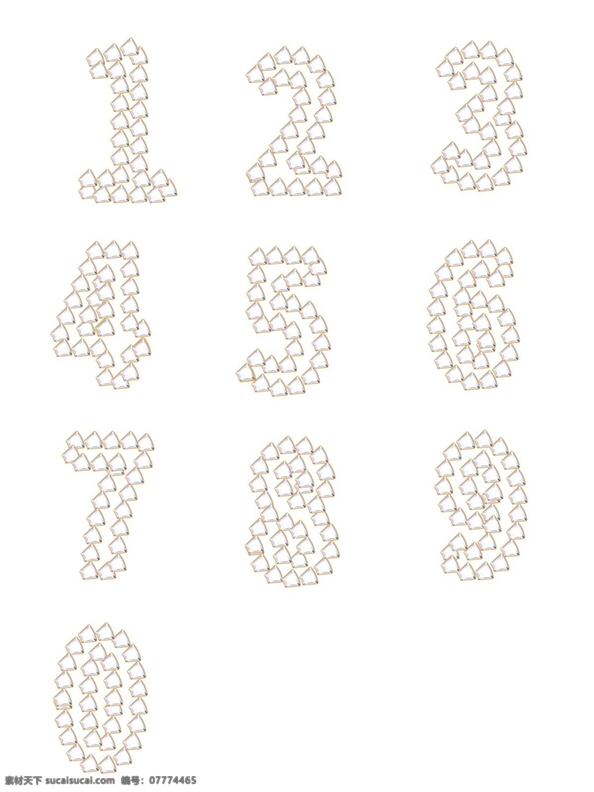 钻石 数字 阿拉伯数字 艺术 字 元素 艺术字 发光
