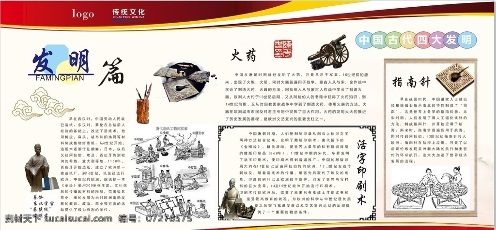 中国四大发明 宣传栏 发明宣传栏 传统文化 文化宣传栏