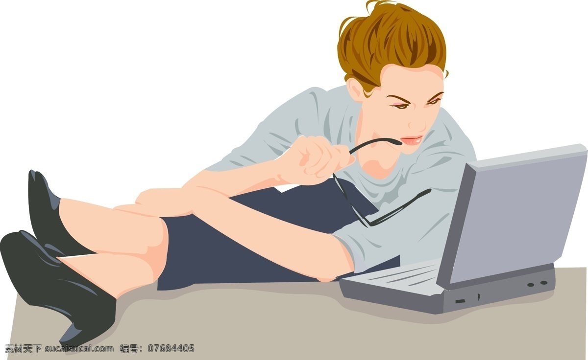 上網 女士 人物 表情 矢量圖 其他矢量圖