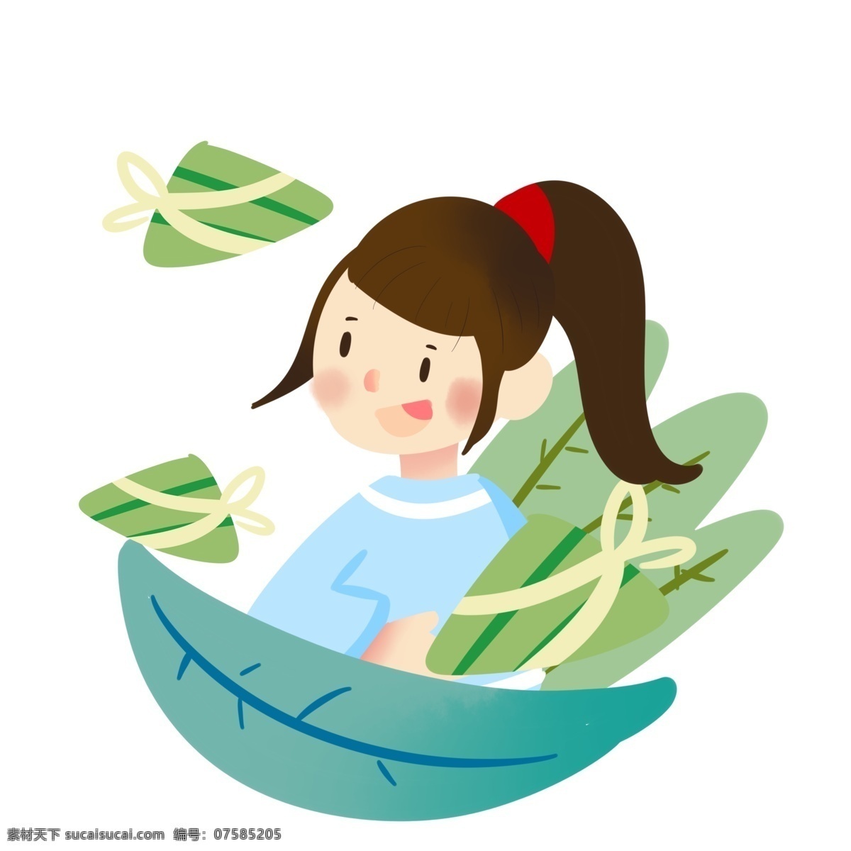 端午節(jié) 吃 粽子 可愛 小女孩 端午 屈原 紀(jì)念屈原 習(xí)俗 思念 手繪 墨跡 彩色 插畫 夏天 生動 國風(fēng) 水墨