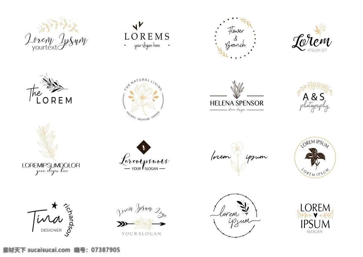 婚禮 logo 字母 英文 植物 組合 分層 logo設(shè)計(jì)
