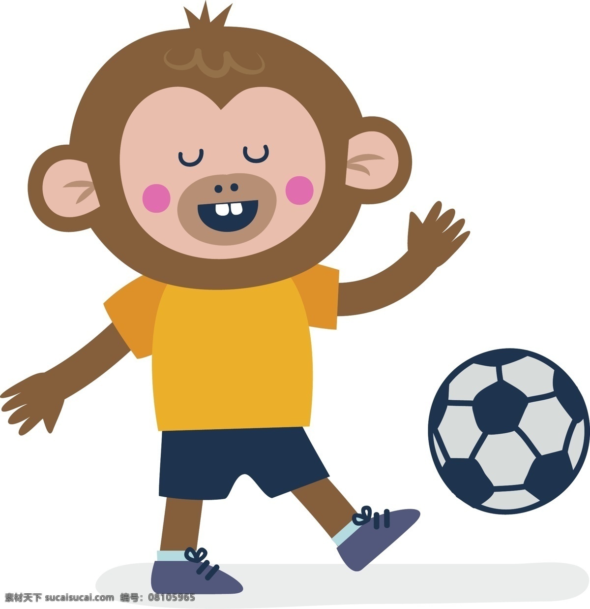 可爱 卡通 动物 小 猴子 踢 足球 矢量 卡通小猴子 小猴子矢量 可爱卡通动物 踢足球矢量 可爱小动物 生物世界 野生动物